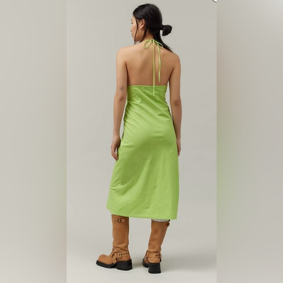 Urban Outfitters BDG Danny Lime Green Halter Dress Size Large New - Picture 5 of 14
